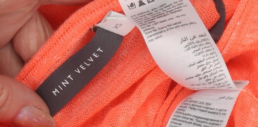 Mint Velvet Women's Orange V-Neck Pullover Jumper XS