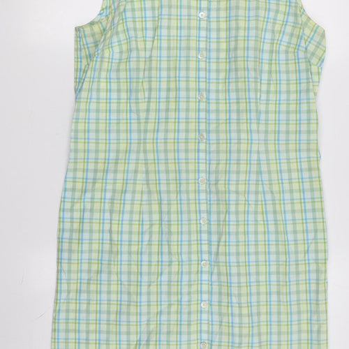 Ann Taylor LOFT Women's Green Check Shirt Dress Size 10