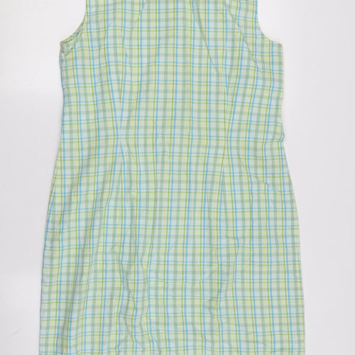 Ann Taylor LOFT Women's Green Check Shirt Dress Size 10