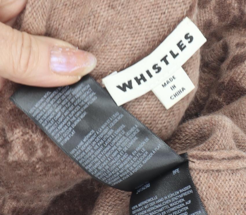 Whistles Women's Brown Animal Print Roll Neck Jumper L