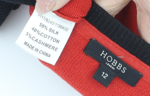 Hobbs Women's Red Cardigan Size 12 Silk Blend