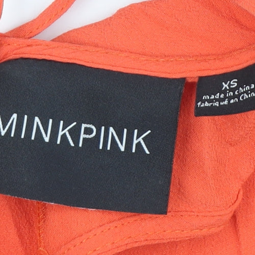 MINKPINK Women's Orange XS V-Neck Playsuit