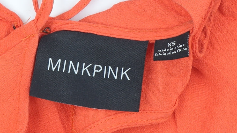 MINKPINK Women's Orange XS V-Neck Playsuit