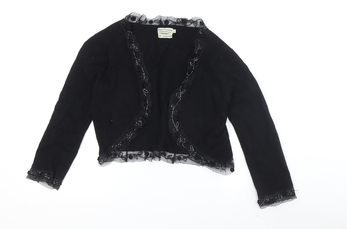 Claire Kennedy Women's Black Embroidered Cardigan S
