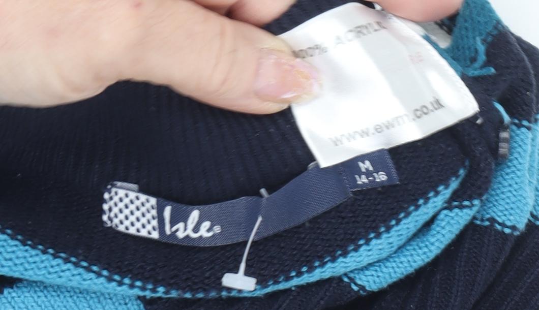 Isle Women's Blue Striped V-Neck Knit Pullover Jumper