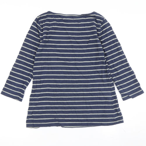 Crew Clothing Women's Blue Striped T-Shirt Size 10