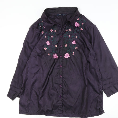 Dash Women's Purple Embroidered Tunic Blouse Size 18