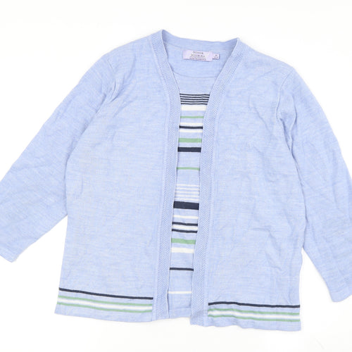 Honor Millburn Women's Blue Cardigan M Striped Acrylic