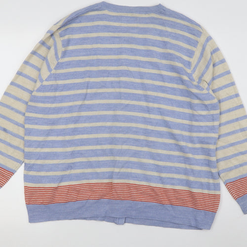 Country Rose Women's Blue XL Striped Cardigan