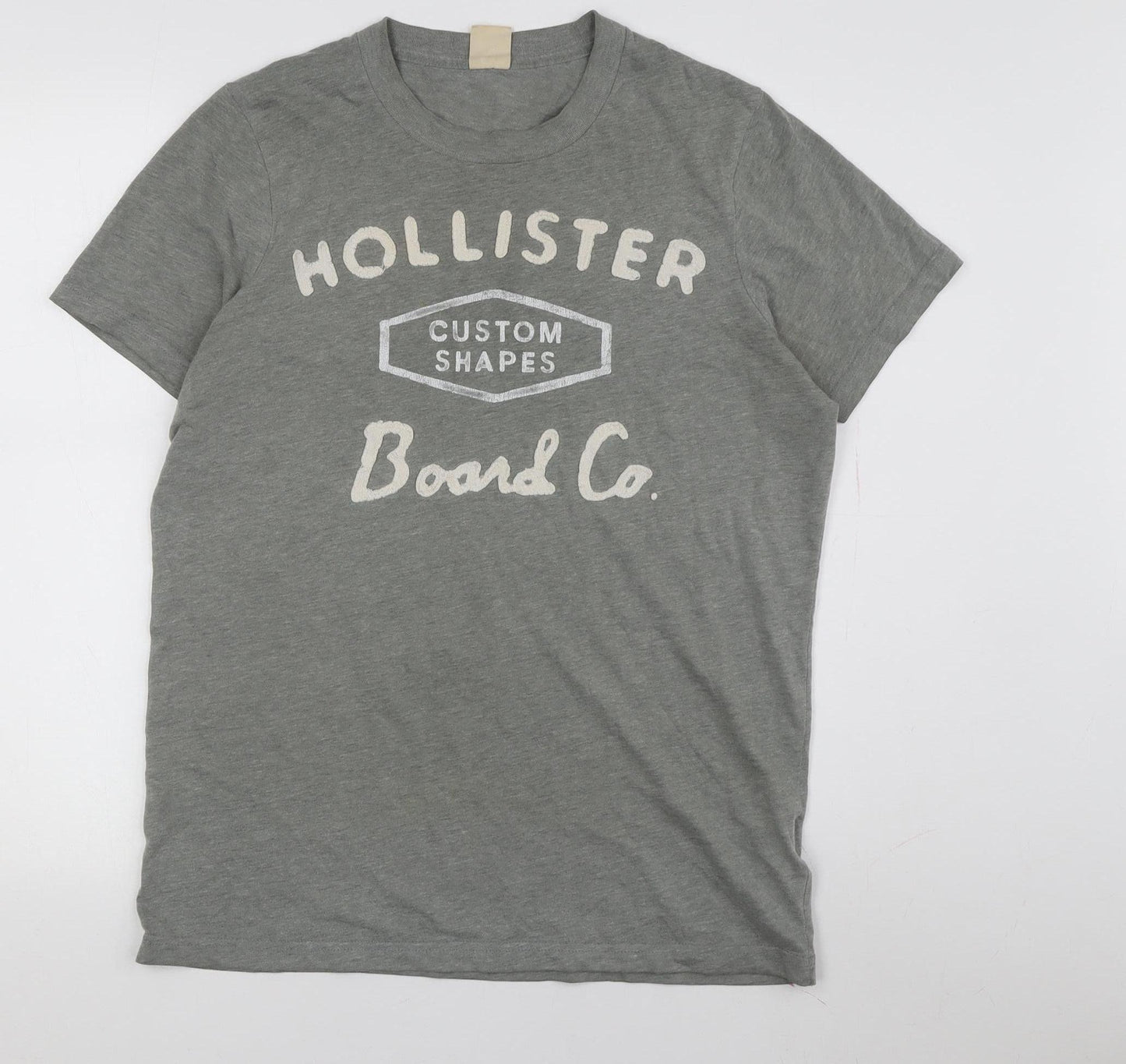 Hollister Men's Grey Graphic Print T-Shirt, M, Crew Neck