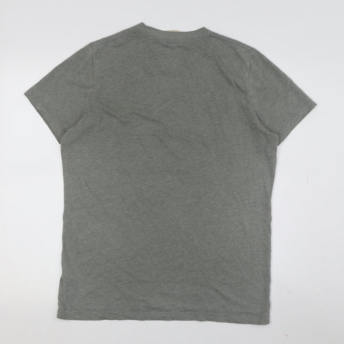 Hollister Men's Grey Graphic Print T-Shirt, M, Crew Neck