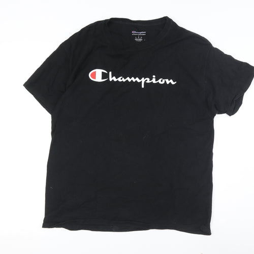 Champion Men's Black Logo T-Shirt - Size L