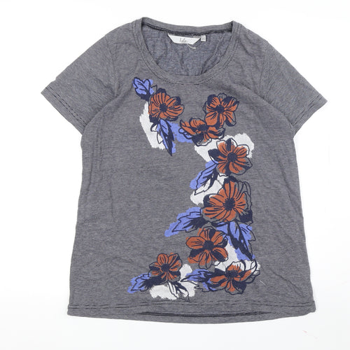 Isle Grey Floral T-Shirt for Women - Size M, Casual Wear