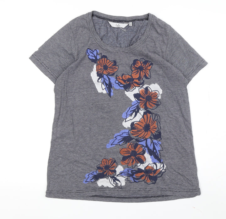 Isle Grey Floral T-Shirt for Women - Size M, Casual Wear