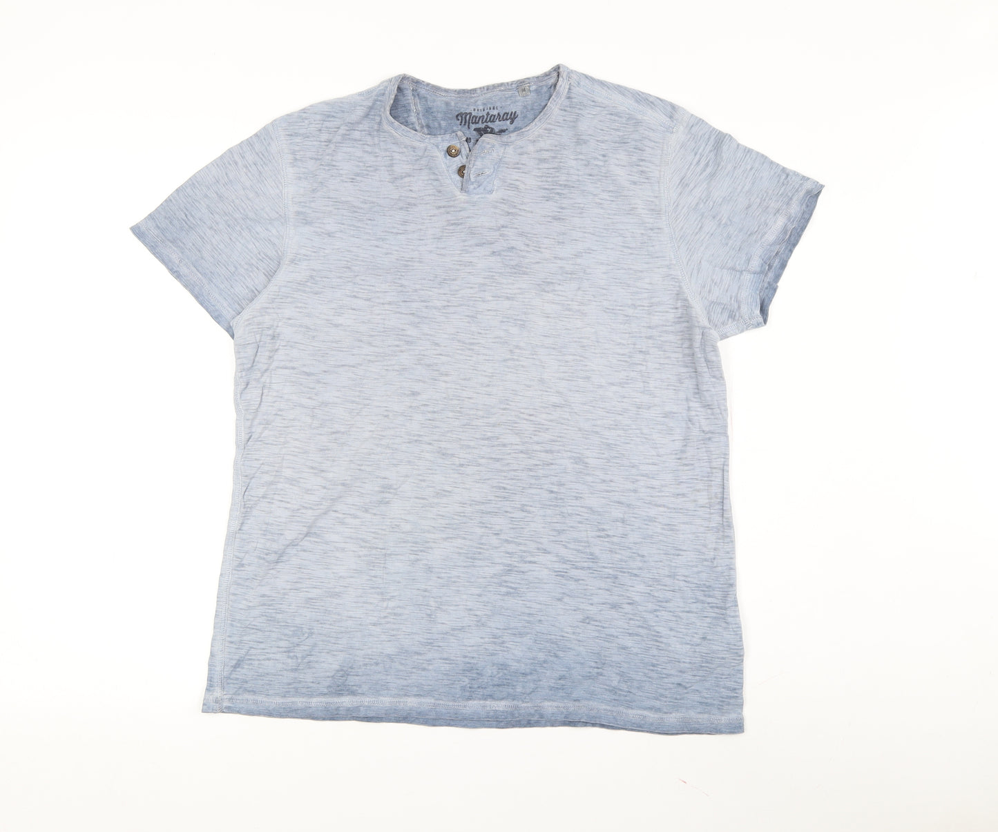 Mantaray Men's Blue Henley T-Shirt Medium