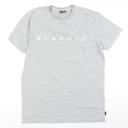 Blakely Men's Grey Cotton Logo T-Shirt M