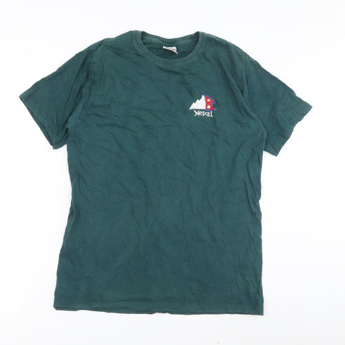 Nice Nepal Unisex Green Crew Neck T-Shirt Size 14