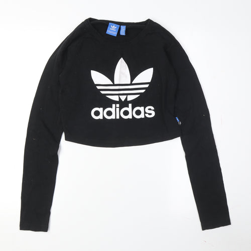 Adidas Women's Black Cropped T-Shirt Size 8
