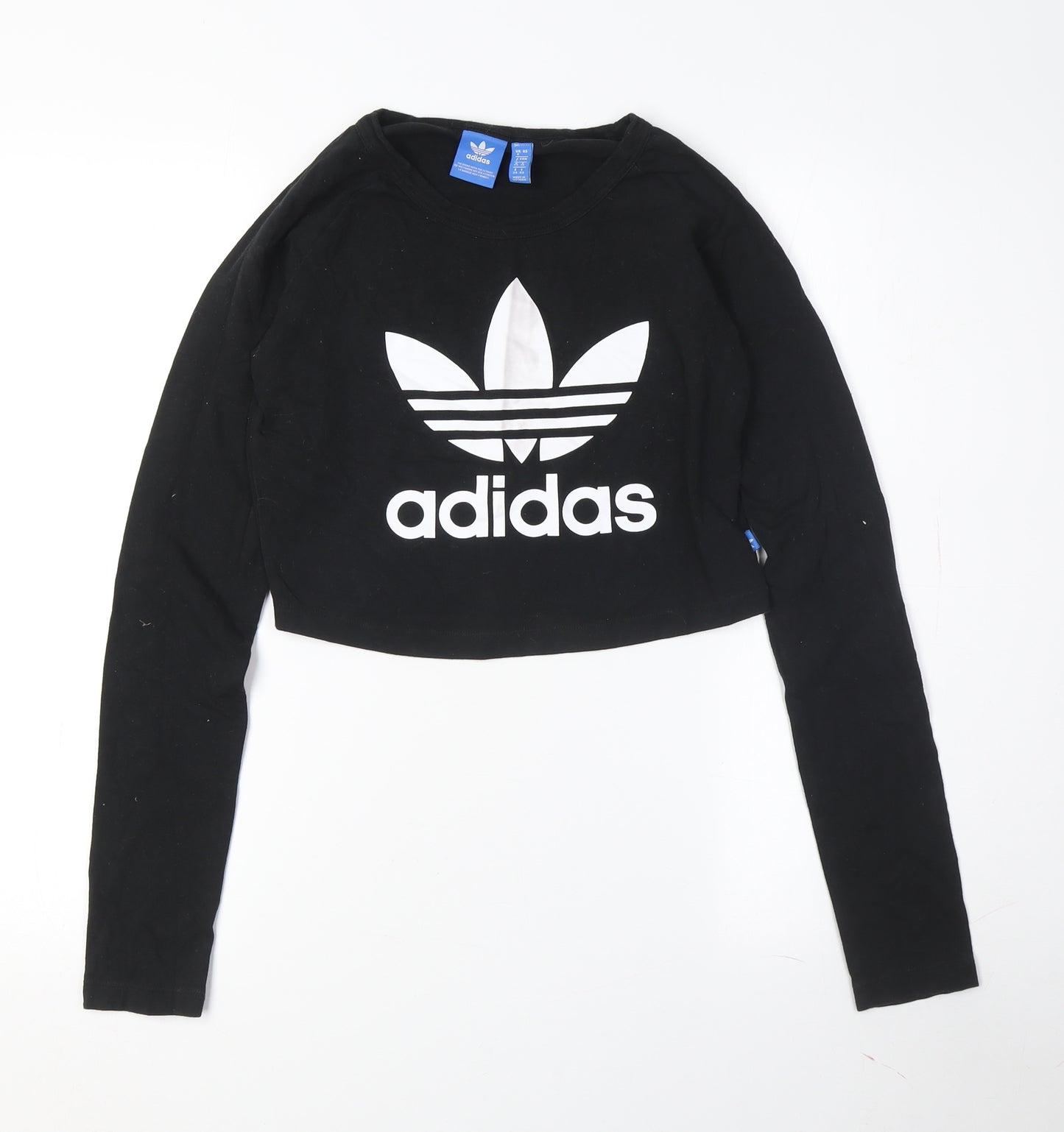 Adidas Women's Black Cropped T-Shirt Size 8