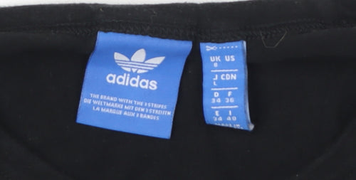 Adidas Women's Black Cropped T-Shirt Size 8