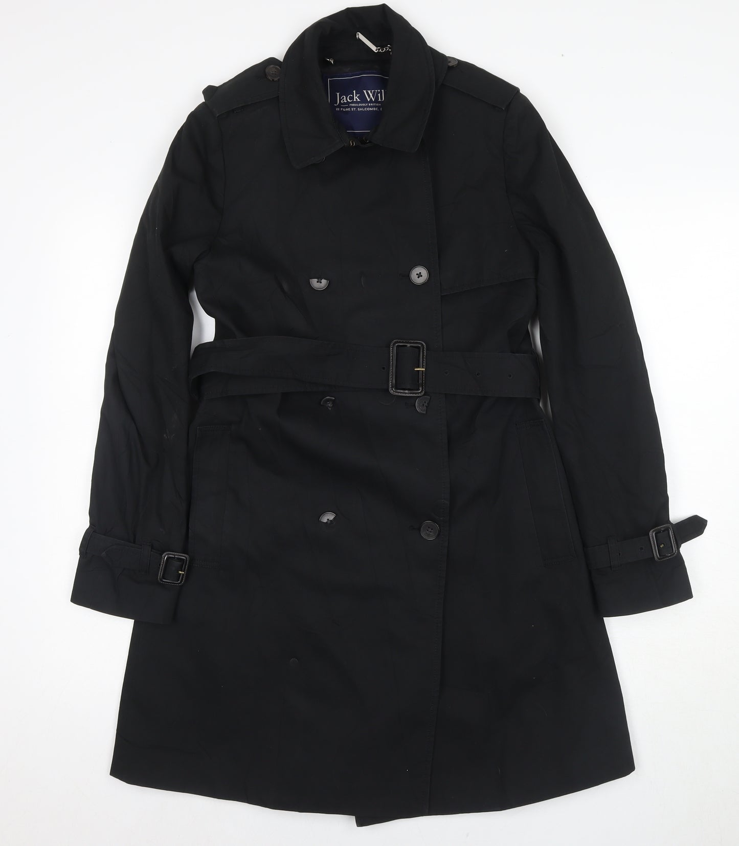 Jack Wills Women's Black Trench Coat Size 10