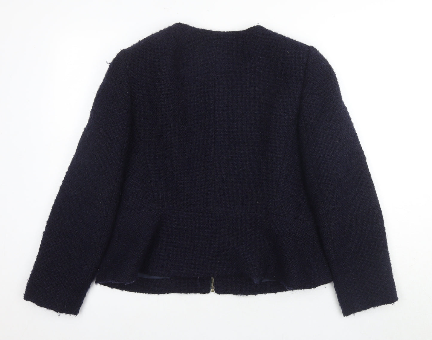 Hobbs Women's Black Wool Jacket Size 16 Classic Zip Workwear