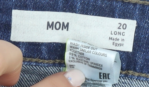 Marks and Spencer Women's Blue Mom Jeans Size 20 Tall