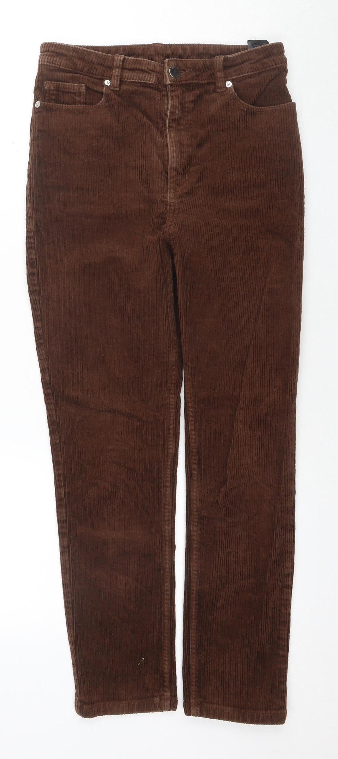 Monki Women's Brown Corduroy Chino Trousers, Size 6