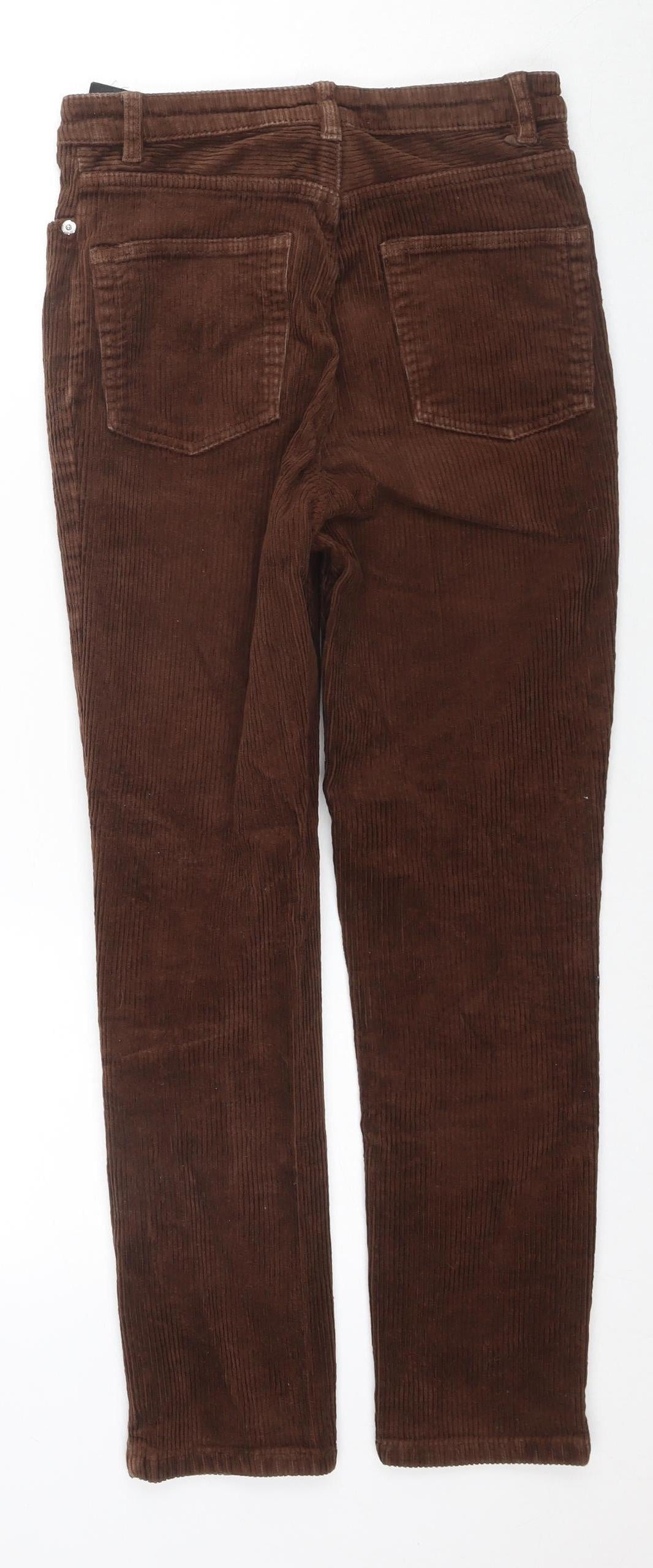 Monki Women's Brown Corduroy Chino Trousers, Size 6