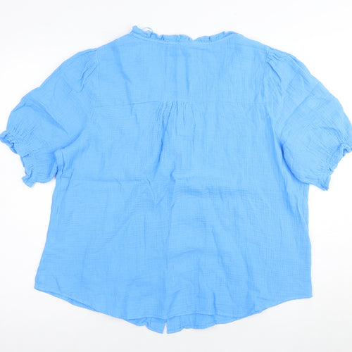Marks & Spencer Women's Blue V-Neck Blouse Size 14