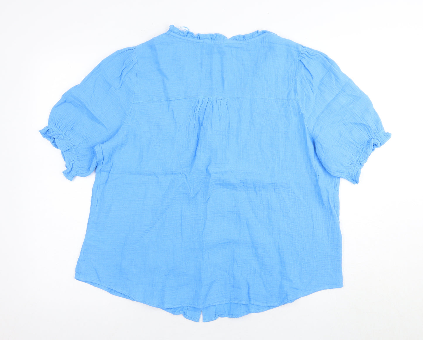 Marks & Spencer Women's Blue V-Neck Blouse Size 14