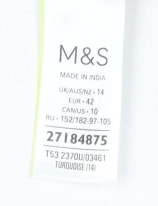 Marks & Spencer Women's Blue V-Neck Blouse Size 14