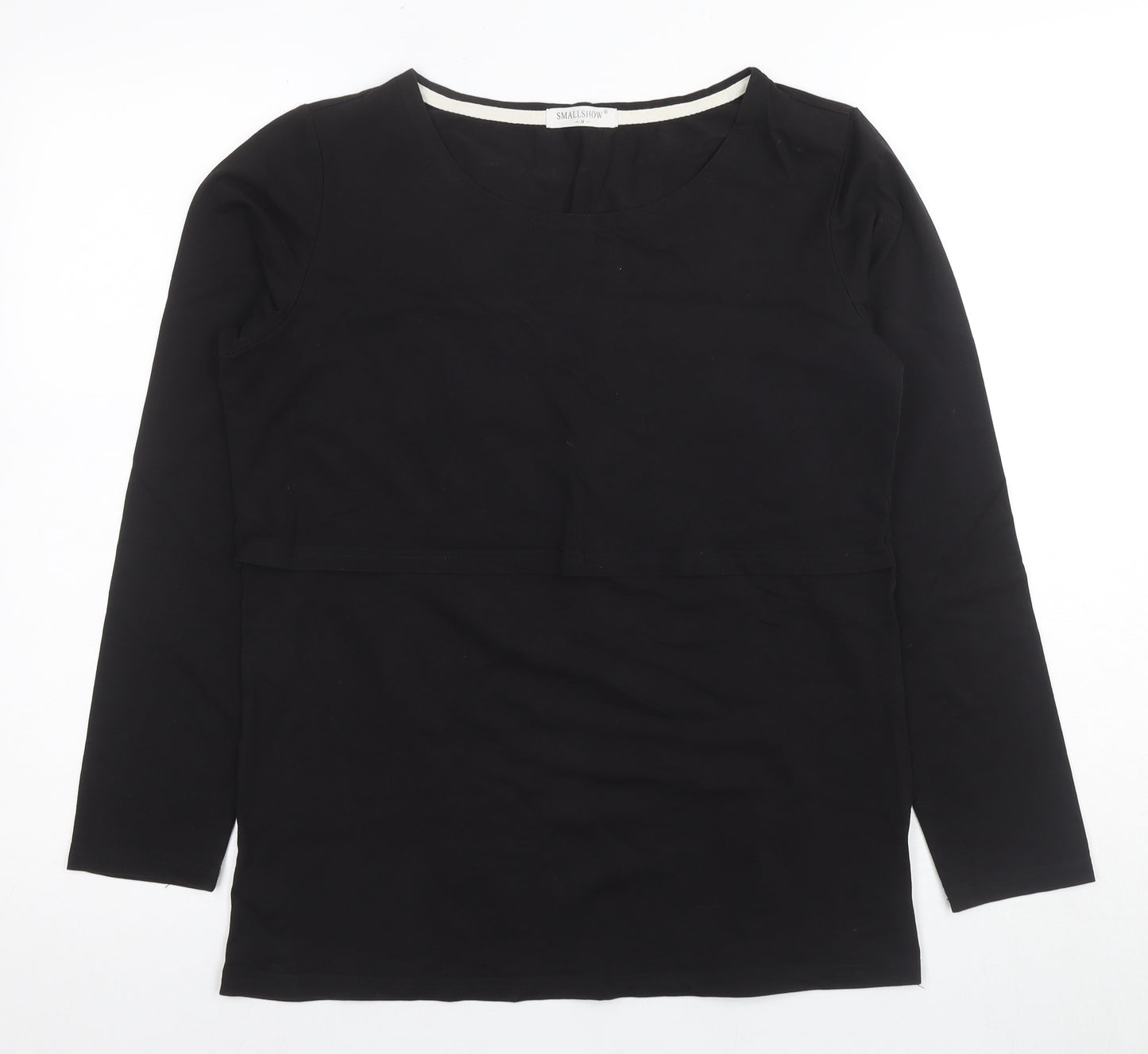 SMALLSHOW Women's Black M Round Neck Long Sleeve T-Shirt