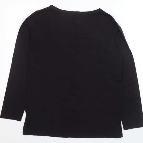 SMALLSHOW Women's Black M Round Neck Long Sleeve T-Shirt