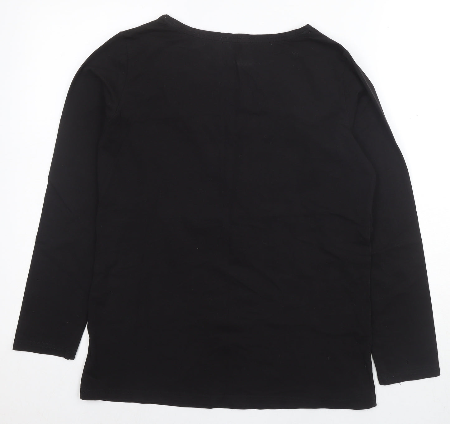 SMALLSHOW Women's Black M Round Neck Long Sleeve T-Shirt