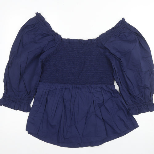 Marks and Spencer Women's Blue Off-the-Shoulder Blouse
