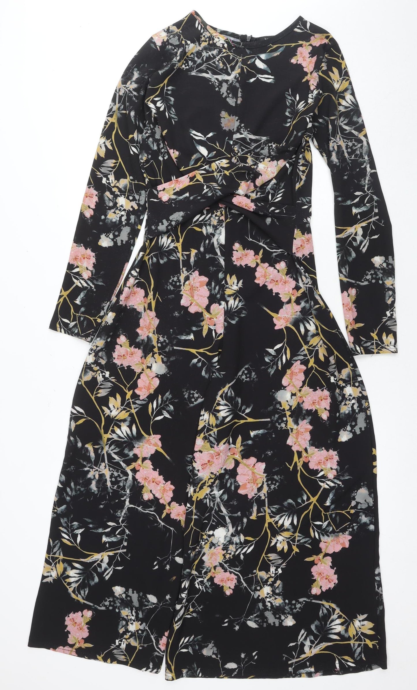 Boohoo Women's Black Floral Jumpsuit Size S