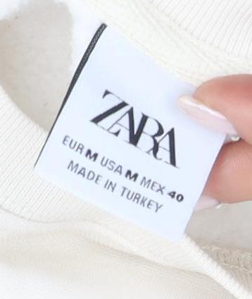 Zara Unisex Ivory Pullover Sweatshirt, Size 12
