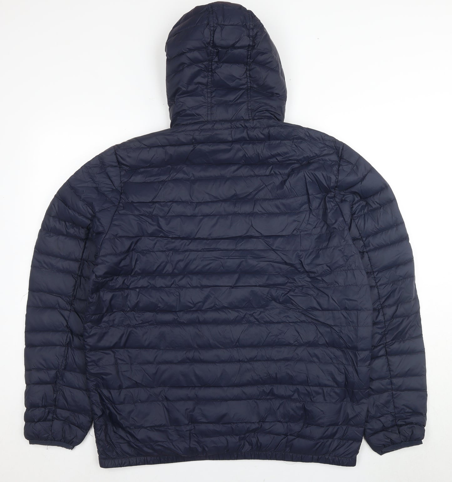 M&S Mens Blue Puffer Jacket L Hooded Lightweight