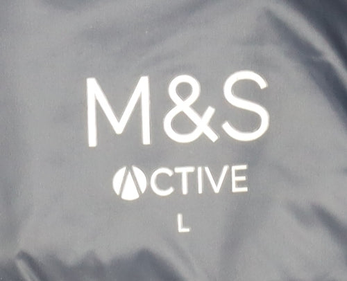 M&S Mens Blue Puffer Jacket L Hooded Lightweight
