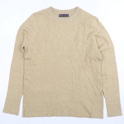 Marks and Spencer Beige Crew Neck Jumper, Size 14, Women