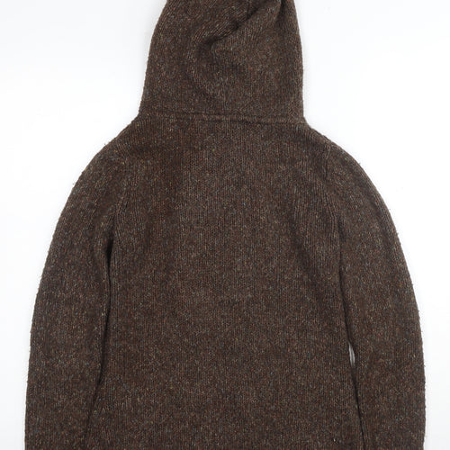 FatFace Women's Brown Full Zip Hooded Wool Jumper Size 6