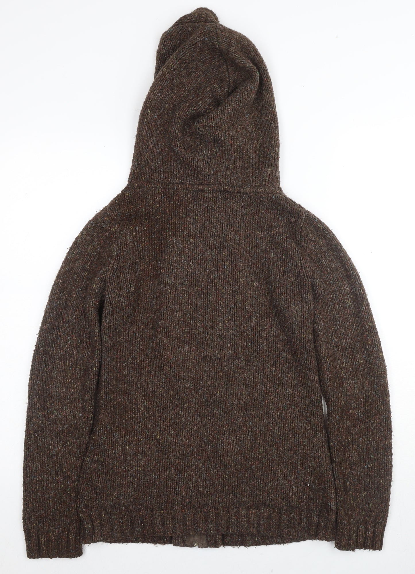 FatFace Women's Brown Full Zip Hooded Wool Jumper Size 6