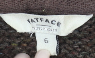 FatFace Women's Brown Full Zip Hooded Wool Jumper Size 6