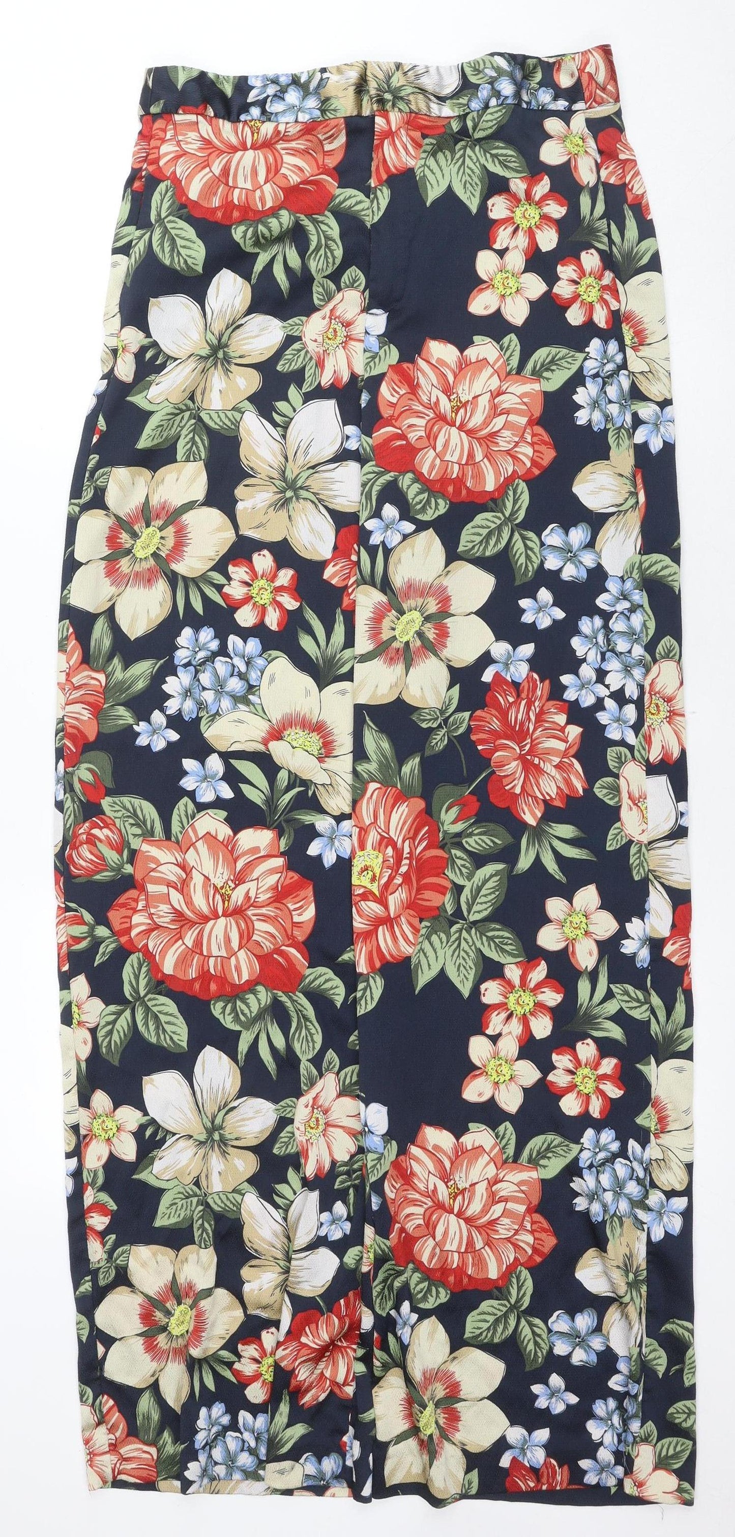 Zara Women's Floral Trousers Multicoloured Size L