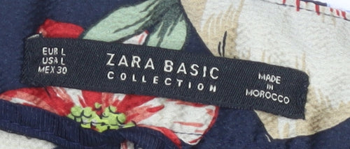 Zara Women's Floral Trousers Multicoloured Size L