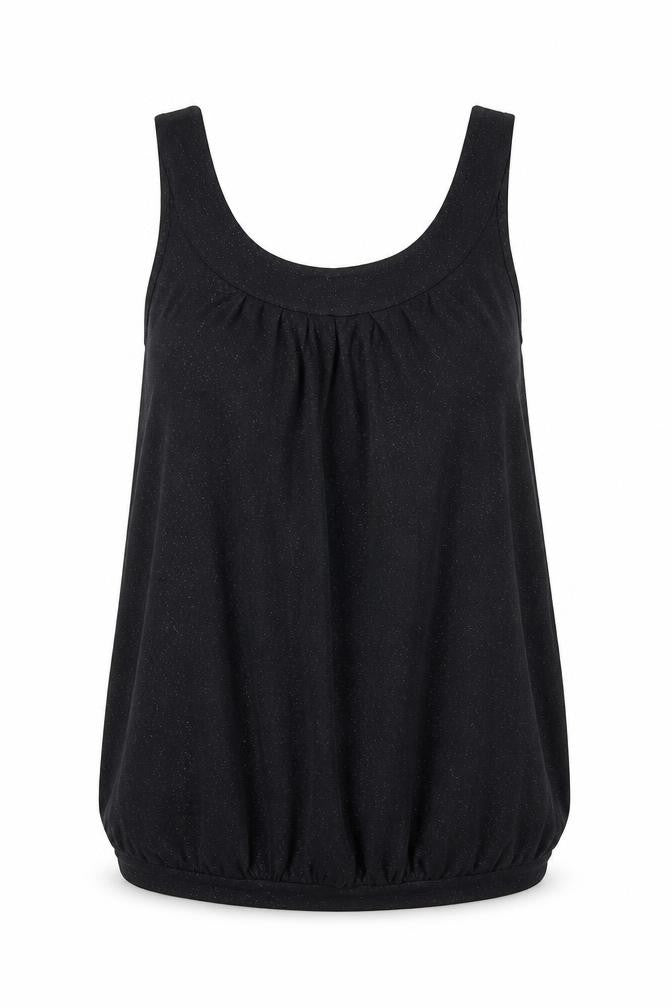 Front view of Amisu Women's Black Sleeveless Viscose Tank Top S