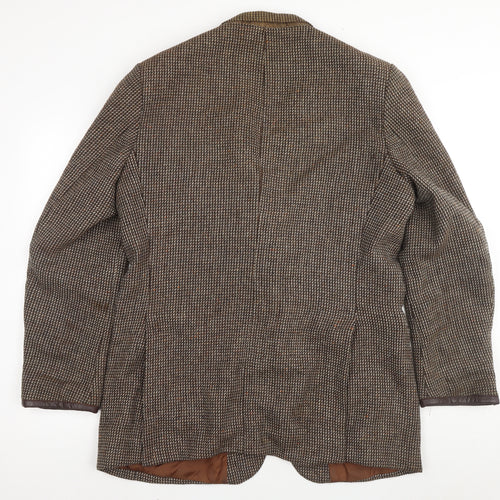 St Michael Men's Brown Wool Blazer, 44L Check Vintage Style