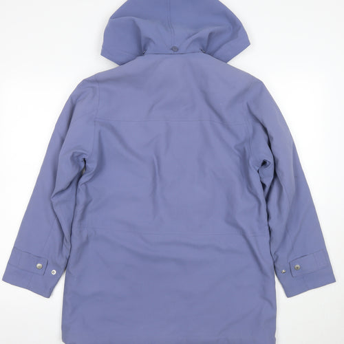 Dannimac Women's Blue Parka Coat, Size S, Hooded, Snap Closure