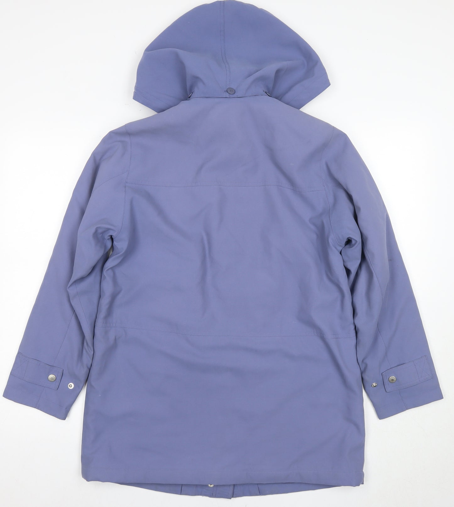 Dannimac Women's Blue Parka Coat, Size S, Hooded, Snap Closure